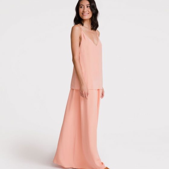 Grana Dresses & Skirts - Grana Silk Tiered Cami Maxi Dress in Apricot